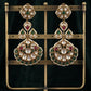 Gold Plated Kundan Chandbali Earrings, Green Stone Statement Earrings