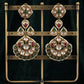 Gold Plated Kundan Chandbali Earrings, Green Stone Statement Earrings