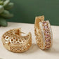 Gold Plated Chunky Earrings, CZ Wide Hoop Earrings, Designer Statement Hoops