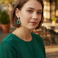 Gold Plated Emerald Green Teardrop Earrings, CZ Halo Drop Earrings