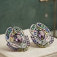 Gold Plated Multicolor Statement Stud Earrings, Peacock Inspired CZ Earrings