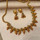 Traditional Gold Tone Choker Necklace Set, Green Stone Bridal Jewelry Set