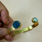 Gold Plated Gemstone Cuff Bracelet, Blue Stone Open Bangle, Minimalist Adjustable Bracelet