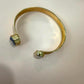 Gold Plated Gemstone Cuff Bracelet, Blue Stone Open Bangle, Minimalist Adjustable Bracelet