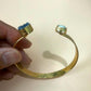 Gold Plated Gemstone Cuff Bracelet, Blue Stone Open Bangle, Minimalist Adjustable Bracelet
