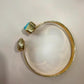 Gold Plated Natural Gemstone Cuff Bracelet, Adjustable Open Bangle
