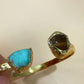 Gold Plated Natural Gemstone Cuff Bracelet, Adjustable Open Bangle