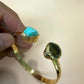 Gold Plated Natural Gemstone Cuff Bracelet, Adjustable Open Bangle