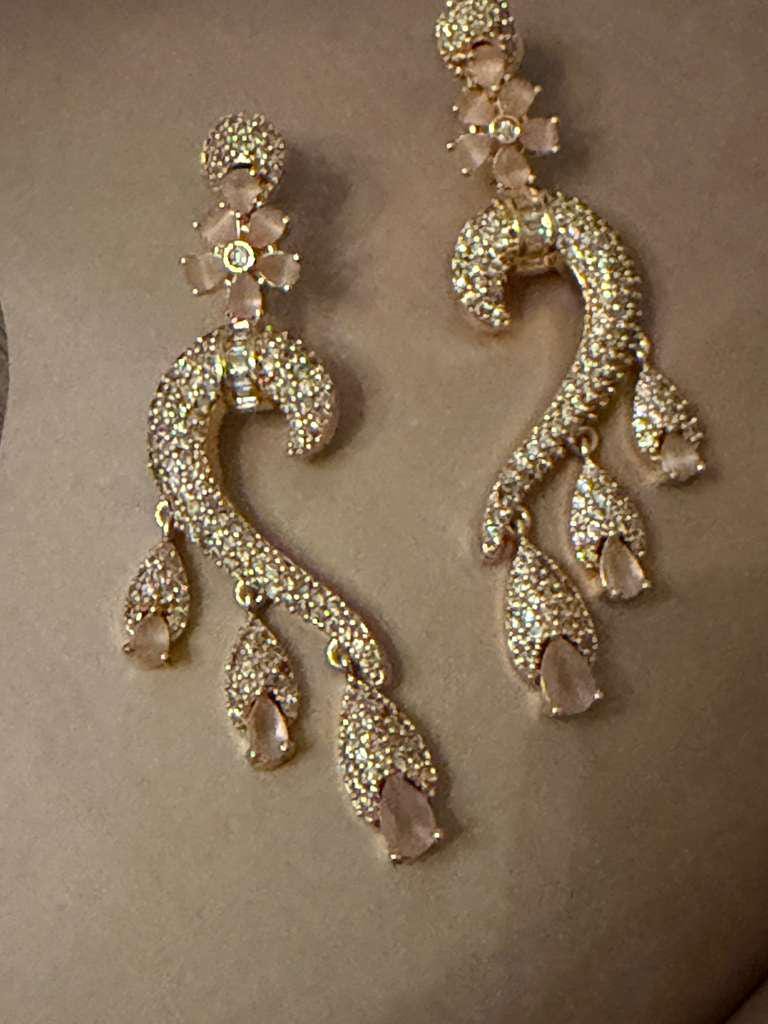 Floral Vine Statement Earrings, Rose Gold Tone Dangle Earrings
