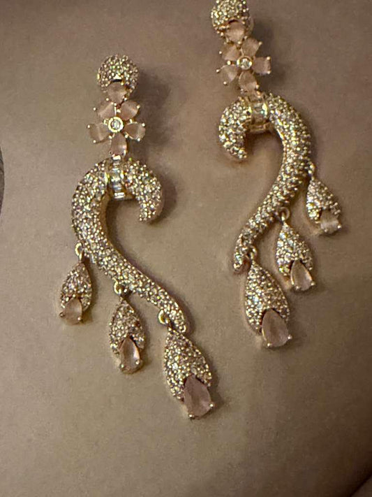 Floral Vine Statement Earrings, Rose Gold Tone Dangle Earrings