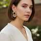 Black Pearl Floral Statement Earrings, Rose Gold Earrings, Indian Party , Wedding Jewelry