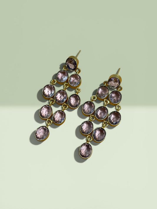 Emerald Green Drop Earrings, Gold Plated Dangle Earrings
