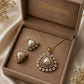 Gold Plated Pearl Pendant Set, CZ Pendant Necklace with Studs, chain included
