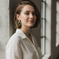 Emerald Green Drop Earrings, Gold Tone Hoop Earrings, Square Statement Bridal Jewelry