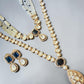 Saphire Jewelry, Gold Tone Bridal Necklace Set, monzonite stones gold plated Jewelry