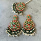 Multicolor Kundan Jewelry Set, Gold Tone Bridal Necklace Set