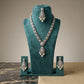 Silver Tone Bridal Jewelry Set, CZ Necklace Set with Earrings & Maang Tikka