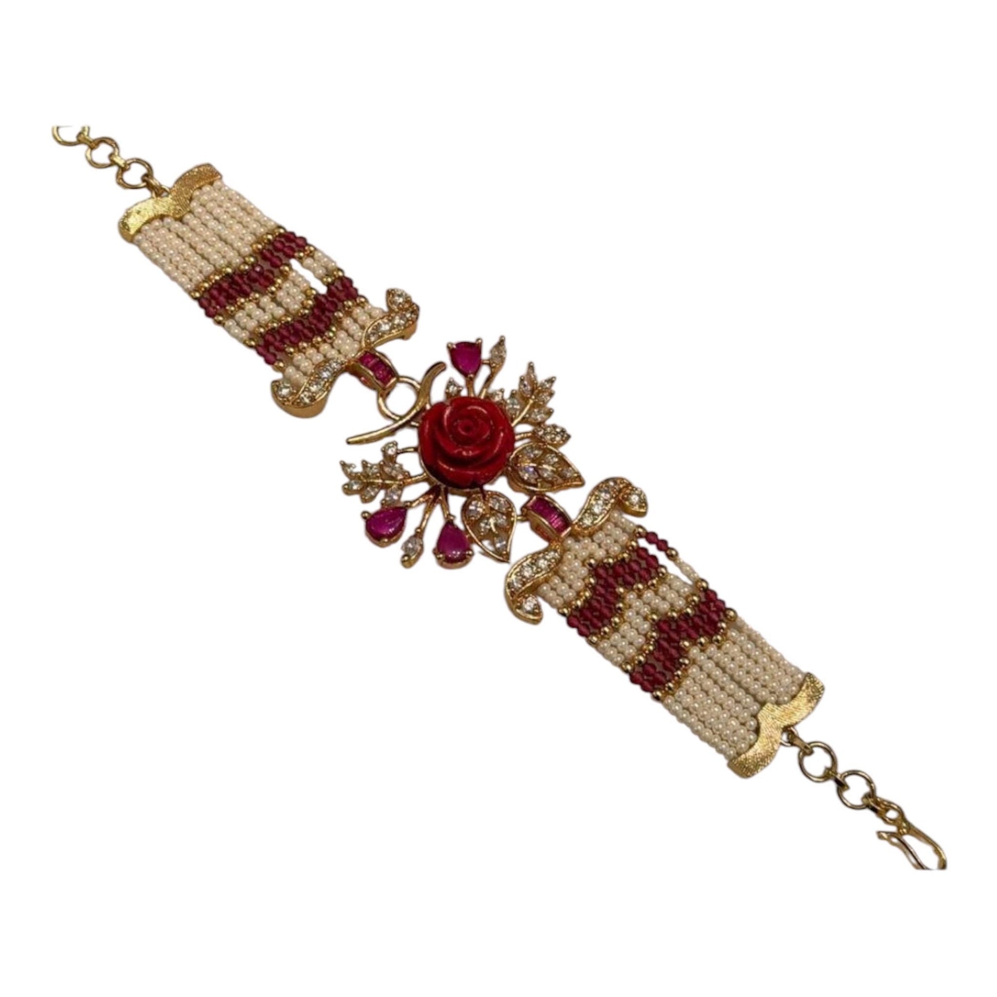 Gold Plated Floral Choker Necklace, Rose Pearl Choker, Statement Bridal