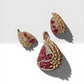 Gold Plated Ruby Pendant Set, CZ Pendant Necklace with Stud Earrings