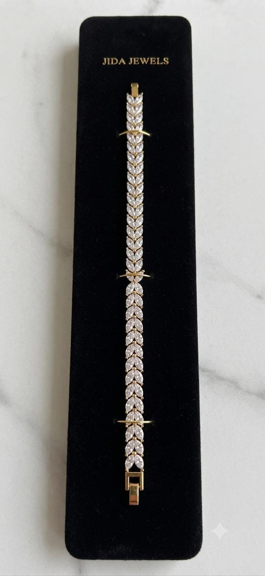 Gold Plated Tennis , Cubic Zirconia Bracelet, Bridal Bracelet for Women