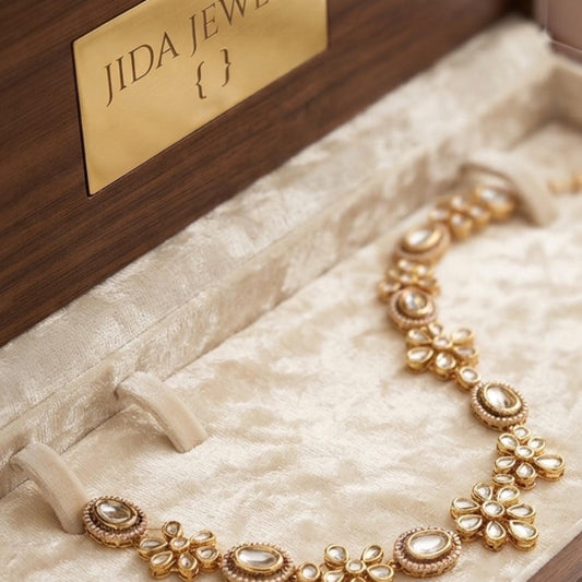 Gold Plated Kundan Bracelet, Floral Statement Bracelet