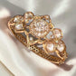 Gold Plated Floral Kundan Style Bracelet, Statement Cuff Bracelet