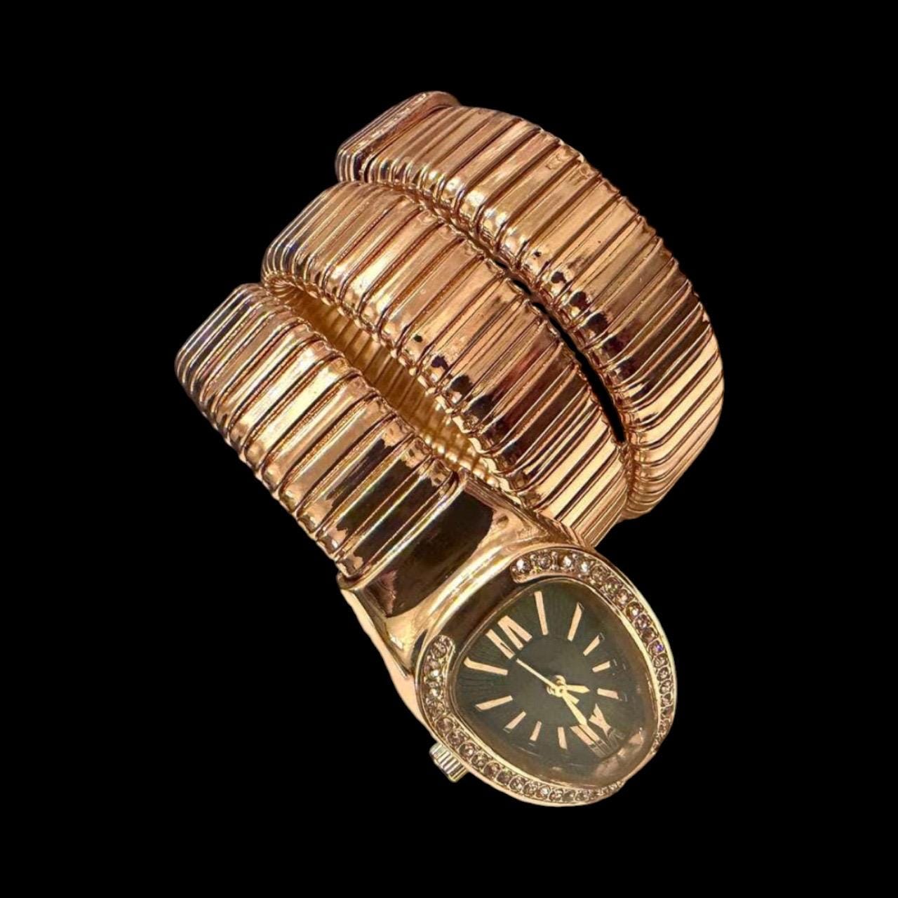 Snake Cuff Watch Bracelet, Women's Statement Wrist Watch