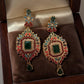 Multicolor Emerald Statement Earrings, Kundan Style Dangle Earrings, Indian Bridal Jewelry, Pakistani Wedding