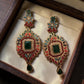 Multicolor Emerald Statement Earrings, Kundan Style Dangle Earrings, Indian Bridal Jewelry, Pakistani Wedding