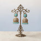 Turquoise Jhumka Earrings, Kundan Style Gold Tone Statement Earrings