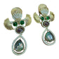 Green Gemstone Statement Drop Earrings, Vintage Gold Tone Dangle Earrings