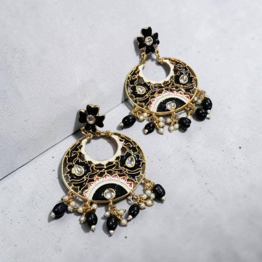 k Enamel Statement Earrings, Gold Tone Boho Dangle Earrings