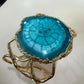 Gold Plated Turquoise Cuff Bracelet, Adjustable Statement Bracelet, Handmade Open Bangle