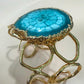 Gold Plated Turquoise Cuff Bracelet, Adjustable Statement Bracelet, Handmade Open Bangle