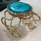 Gold Plated Turquoise Cuff Bracelet, Adjustable Statement Bracelet, Handmade Open Bangle