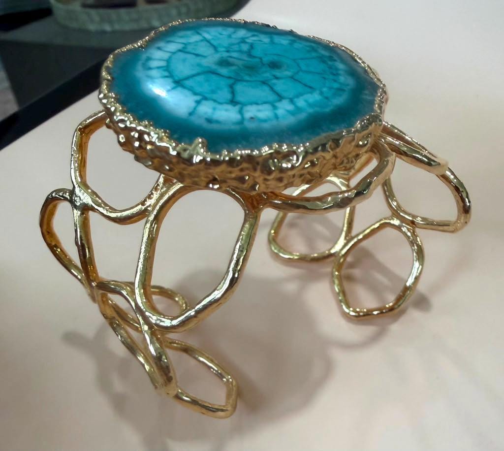 Gold Plated Turquoise Cuff Bracelet, Adjustable Statement Bracelet, Handmade Open Bangle