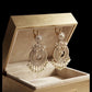 Floral Pearl Chandelier Earrings, Rose Gold Tone Statement Earrings