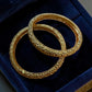 Gold Plated Textured Bangle Set, Handmade Stackable Bangles, Traditional Indian Bangles