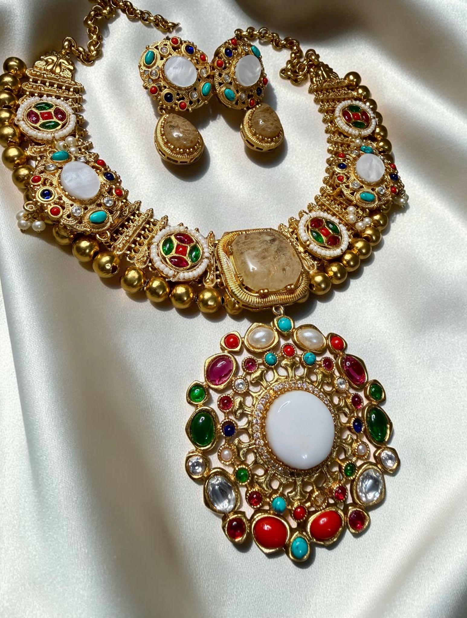 Luxury Bridal Jewelry Set, Statement Necklace Set with Earrings & Pendant