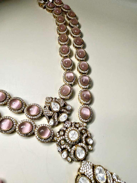 Kundan Style Necklace Set with Jhumka Earrings, Statement Bridal Jewelry