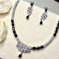 Luxury Statement Necklace Set with Earrings, Silver Tone Bridal Jewelry