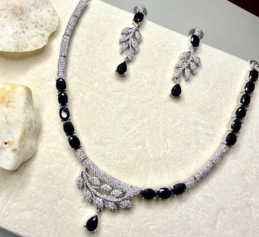 Luxury Statement Necklace Set with Earrings, Silver Tone Bridal Jewelry