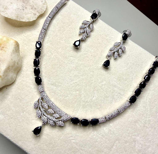 Luxury Statement Necklace Set with Earrings, Silver Tone Bridal Jewelry