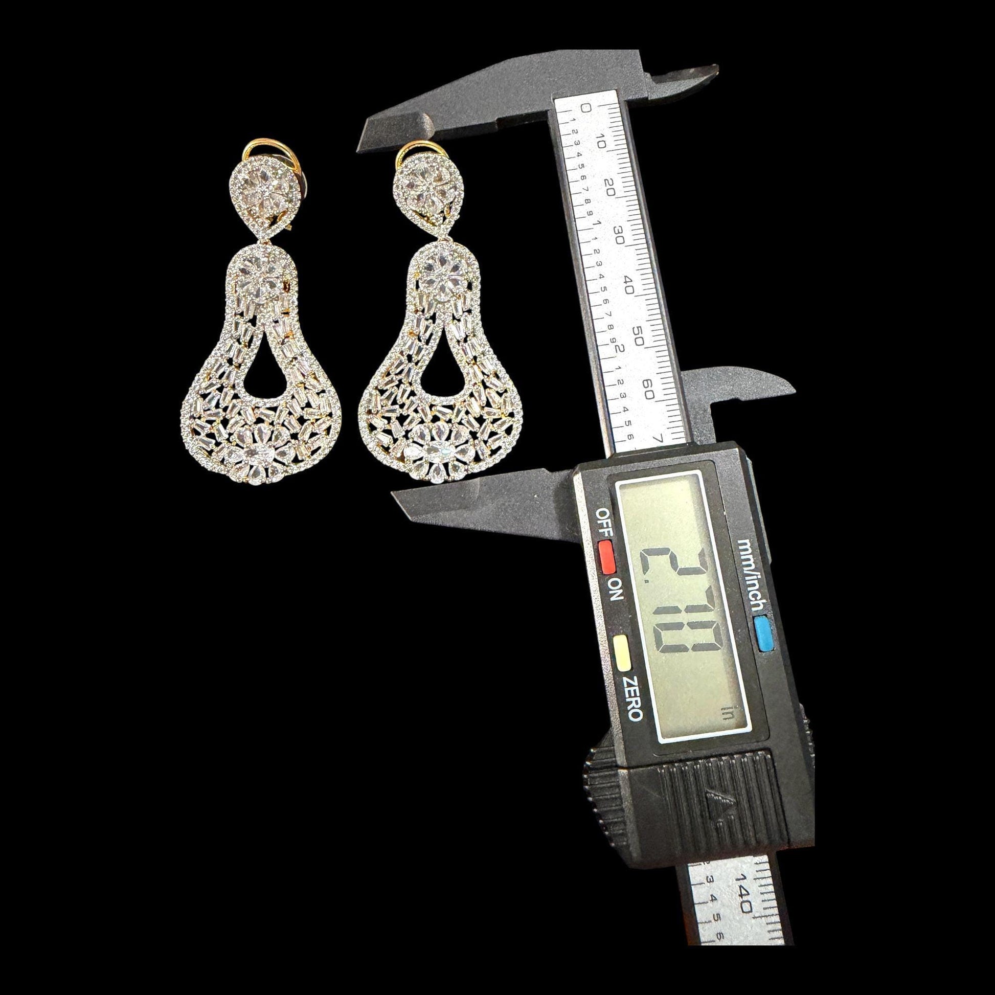Luxury CZ Statement Drop Earrings, Gold Plated Bridal Earrings