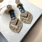 Luxury Heart Statement Drop Earrings, Gold Plated CZ Dangle Earrings