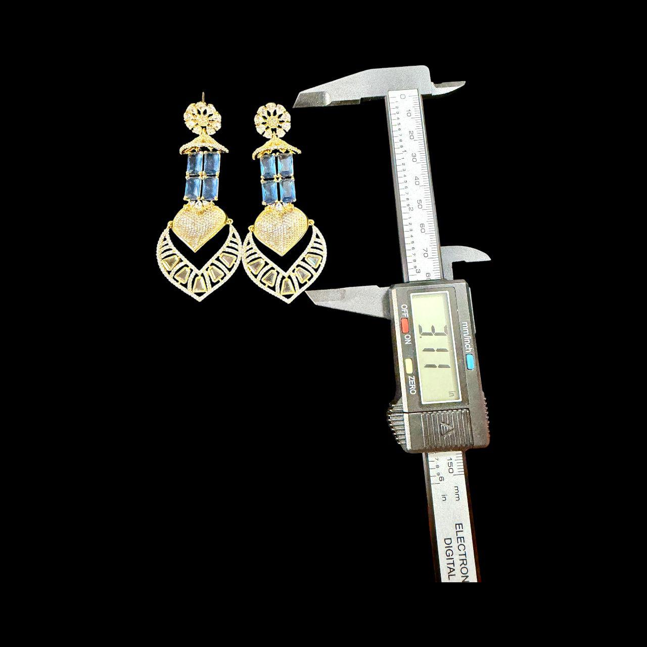 Luxury Heart Statement Drop Earrings, Gold Plated CZ Dangle Earrings