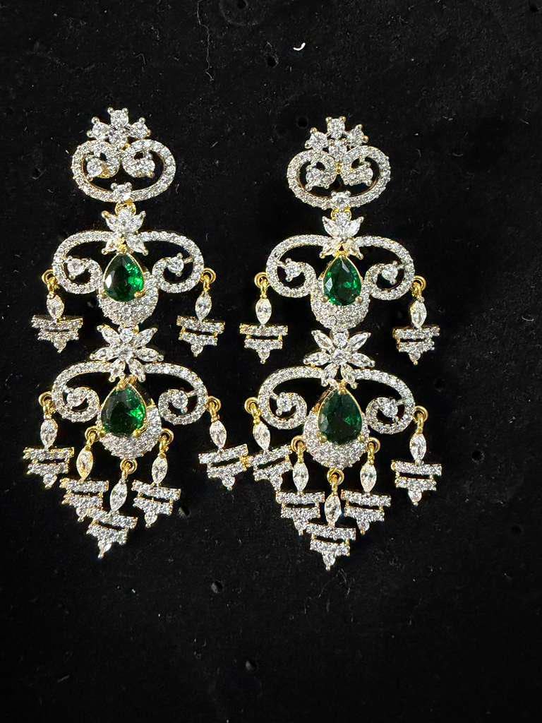 Luxury Chandelier Earrings, Gold Plated CZ Statement Earrings, Bridal Dangle