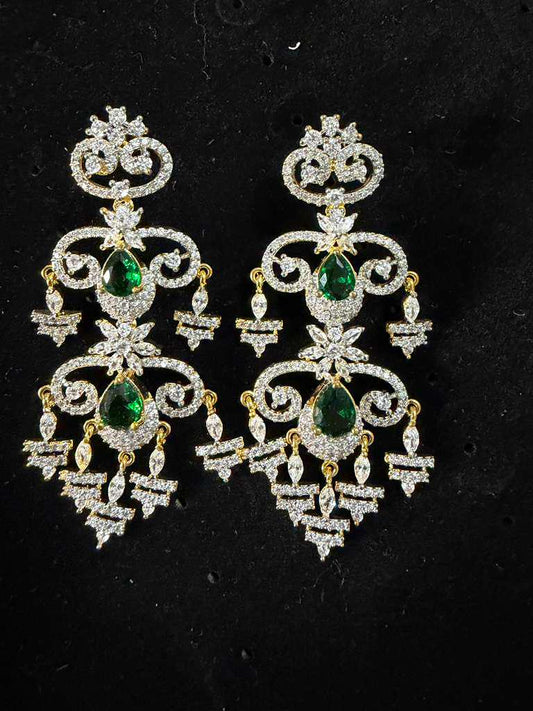 Luxury Chandelier Earrings, Gold Plated CZ Statement Earrings, Bridal Dangle