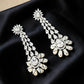 Luxury Pearl Drop Chandelier Earrings, Gold Plated CZ Bridal Earrings