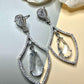 Luxury CZ Teardrop Dangle Earrings, Silver Tone Statement Earrings